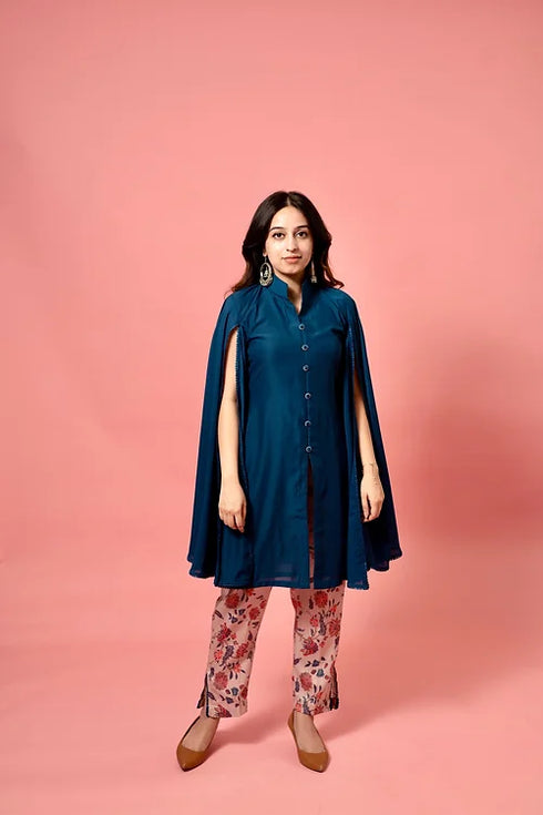 Tahira Statement Sleeves Kurta With Print Trousers
